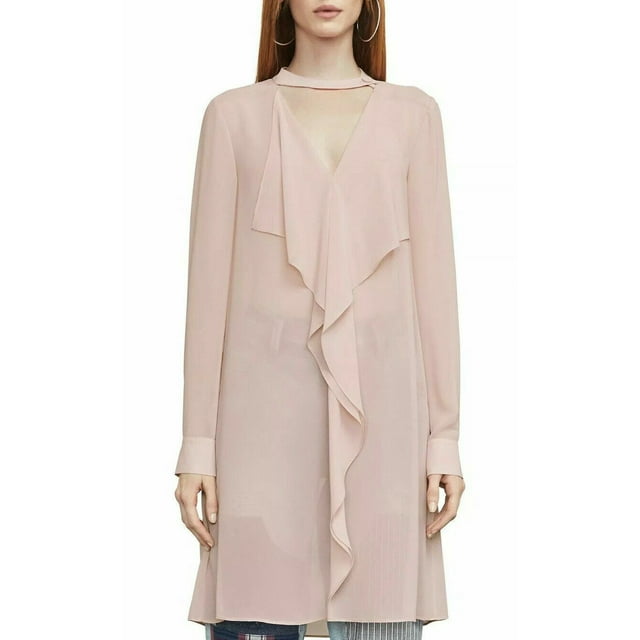 BCBGMAXAZRIA Shailene Ruffled Tunic Dress In Tea Rose Pink Size S $205
