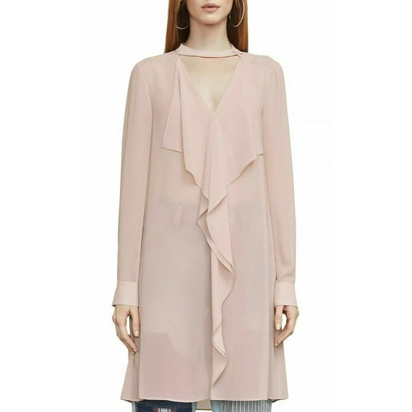 BCBGMAXAZRIA Shailene Ruffled Tunic Dress In Tea Rose Pink Size S $205