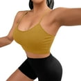 thumbnail image 3 of Women Summer Tops Women's Sports Bra Padded Crossback Bustier Without Underwire Spaghetti Straps Fitness Bra Push Up Stretch Longline Sports Top Top Compression Shirt Woman Supportive Tube Yellow One, 3 of 6