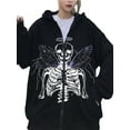 thumbnail image 1 of Douhoow Women Skeleton Sweatshirt Fall Zipper Hoodie Loose Fit Aesthetic Hoodies, M-3XL, 1 of 9
