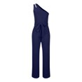 thumbnail image 5 of successthop Jumpsuit for Women Dressy Stylish One Shoulder Sleeveless Lounge Wear Belted Long One Piece Solid Pants Blue, 5 of 6