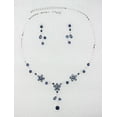 thumbnail image 2 of Faship Navy Blue Cubic Zirconia CZ Crystal Floral Necklace Earrings Set, 2 of 5