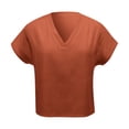 thumbnail image 4 of Outfmvch Linen Shirts Women Loose Fit Cotton Blouses Button Down Shirts for Women V Neck Tops Outfits Cotton Linen Embroidered Tops Collared Roll Up Coffee M, 4 of 4