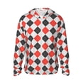 thumbnail image 1 of Balery Red and black argyle Sudadera ligera de manga larga con capucha y protección solar UPF 50+ para hombre y mujer, ideal para pesca y running-Medium, 1 of 7