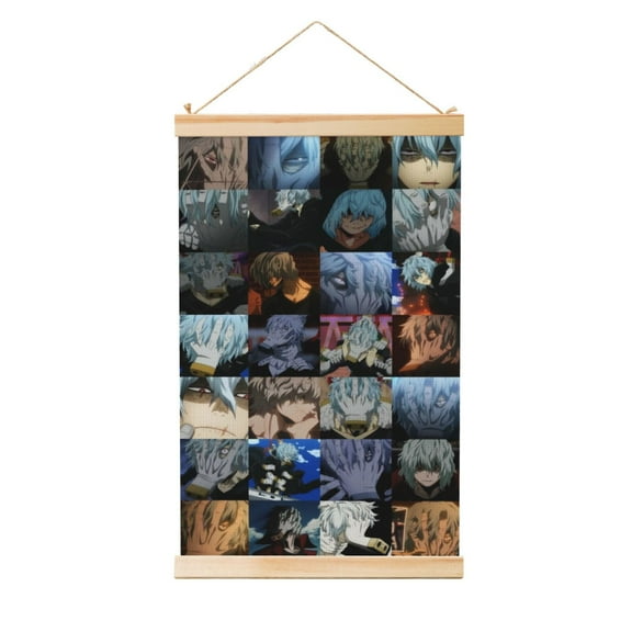 Shigaraki Tomura Poster Canvas Wooden Shaft Hanging Poster Home Decor, Aesthetic Wood Frames Scroll Painting Wall Art for Living Room Bedroom Office 12"X18"