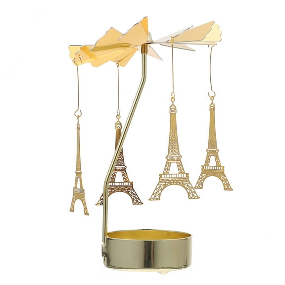 Gymnture christmas Metal Eiffel Tower Spinning Candle Holder for Christmas & Valentines Day