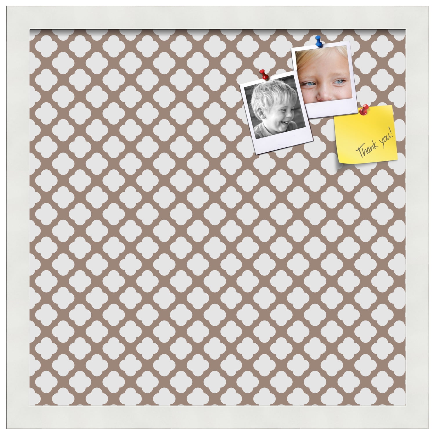 PinPix 16x16 Custom Cork Bulletin Board Light Brown Clover Poster Board Has a Fabric Style Canvas Finish, Framed in Light Brown Clover, by ArtToFrames (PinPix-540)