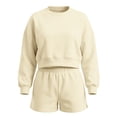 thumbnail image 4 of GZWYHT Sweatshirt and Shorts Set 2 Piece Sets for Women Sweat Shorts Set Bride Sweatsuit Shorts Sets Women 2 Piece Outfits Matching Sets Women Clothing Cute Lounge Sets for Women Travel Beige L, 4 of 6