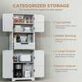 thumbnail image 3 of VVFLU Bathroom Storage Cabinet Tall, 67" Linen Cabinet Freestanding, Drawer Doors & Shelves, White, 3 of 9