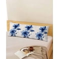 thumbnail image 5 of Blue Flower Body Pillow Cover 20 x 60 Inch Decorative Pillow Cover Spring Summer Botanical Blossom Motif Lumbar Pillowcase Seasonal Rectangle Cushion Case for Couch Sofa Bed Living Room, 5 of 7
