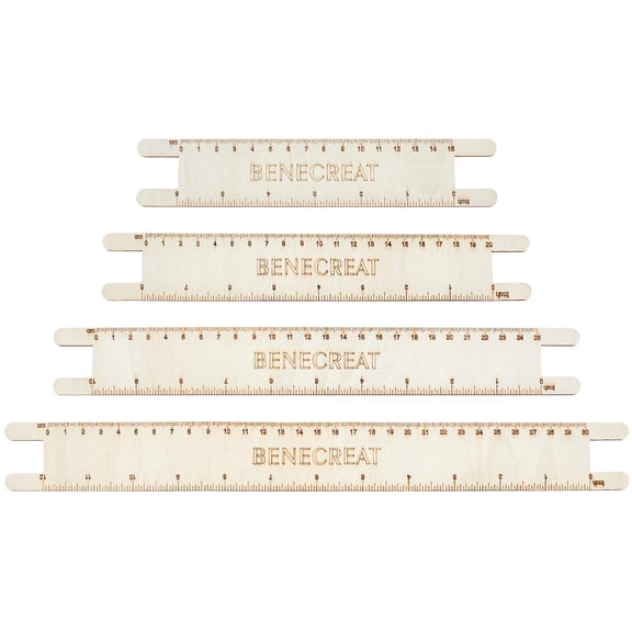 4 pcs Wooden Macrame Cord Measuring Tool Macrame Wall Hanging Tool Cord Measure Rulers for Crafts DIY Handmade Works Handicraft Enthusiasts 6/8/10/12 Inch