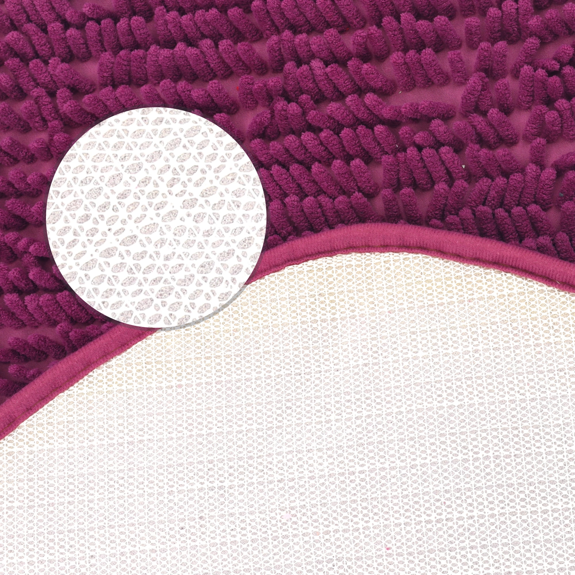 Unique Bargains Heart Shaped Chenille Bath Rugs Soft Shaggy Bath Mat Dark Purple 20" x 24"