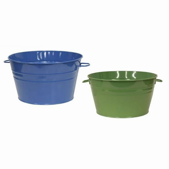 Houston International Trading 6085E B-SA S/2 6085E B-SA S/2 Enameled Galvanized Steel Planter / Beverage Tub. Set of Two.