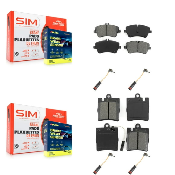 SIM Front Rear Semi-Metallic Disc Brake Pads and Extra Wear Sensors Kit for Car Mercedes-Benz C280 C320 CLK320 C350 KSW-100173