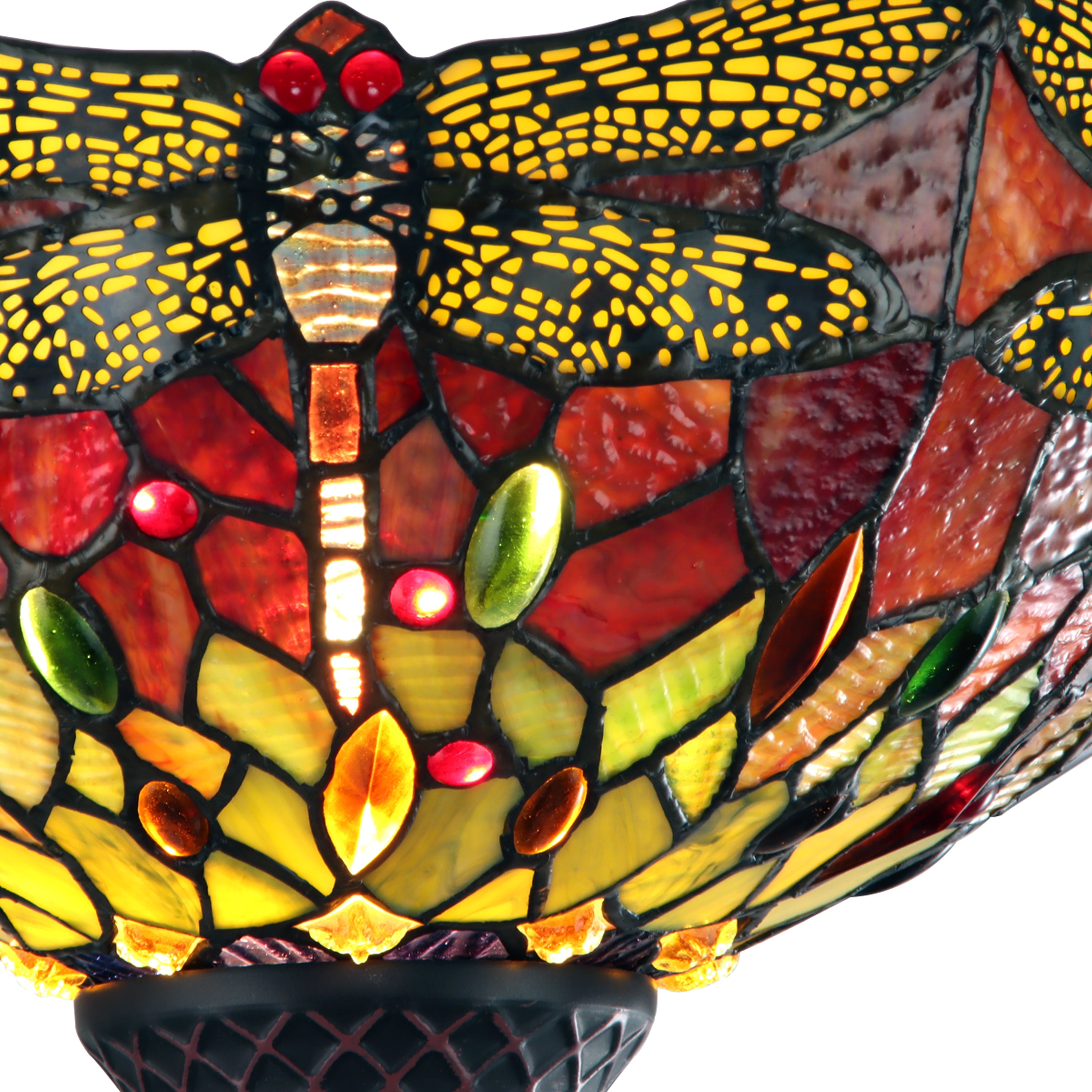 Radiance Goods Dragonfly Tiffany-Style Dark Bronze 1 Light Torchiere Lamp 14" Wide/70 Tall