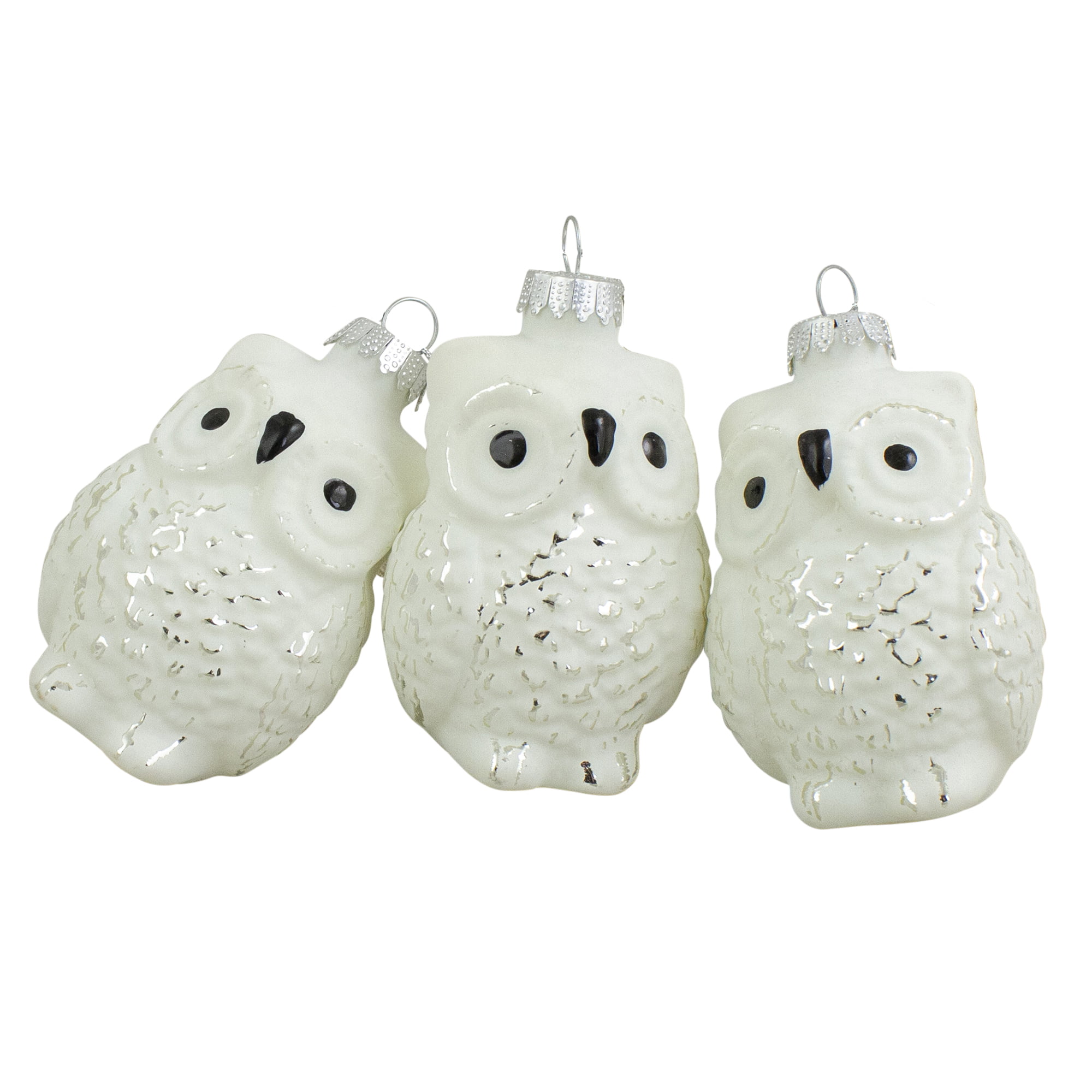 New Glass White Owl Christmas Ornament 