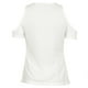 thumbnail image 4 of Camiseta de mujer Solid Stretchy Ribbed Deep V Cold Shoulder Zipper Manga corta Cut Out Tops casuale Abanopi Blanco S, 4 of 6