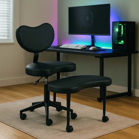 Homy Casa Ergonomic Video Game Chair with Leg Rest for Bedroom Gaming Setup, Black