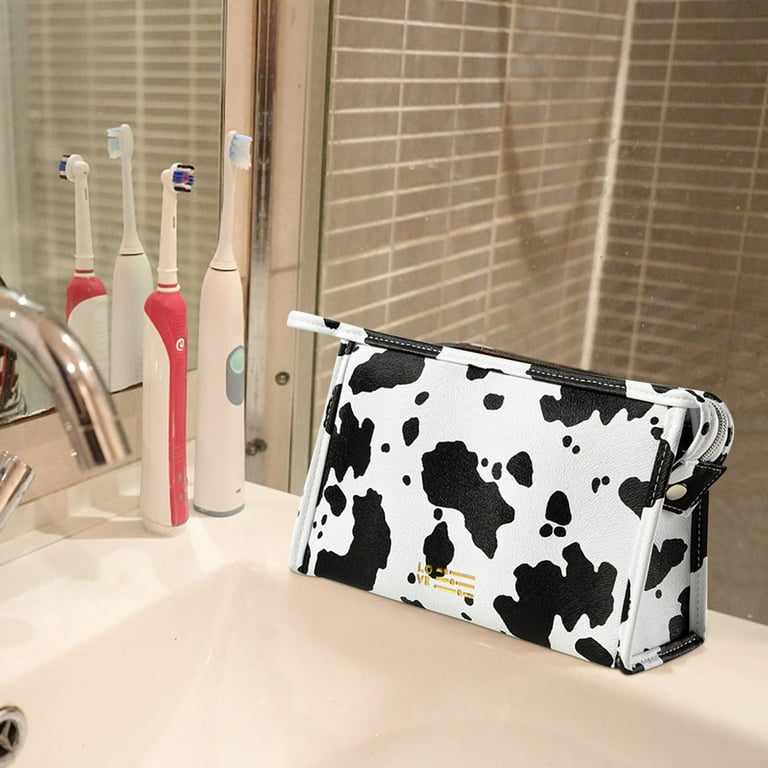 XMMSWDLA Makeup Bag Waterproof Cosmetic Bag Small Makeup Bags Organizer for  Women and Girls with Milk Cow Animal Portable Toiletry Bag Mini Cute style