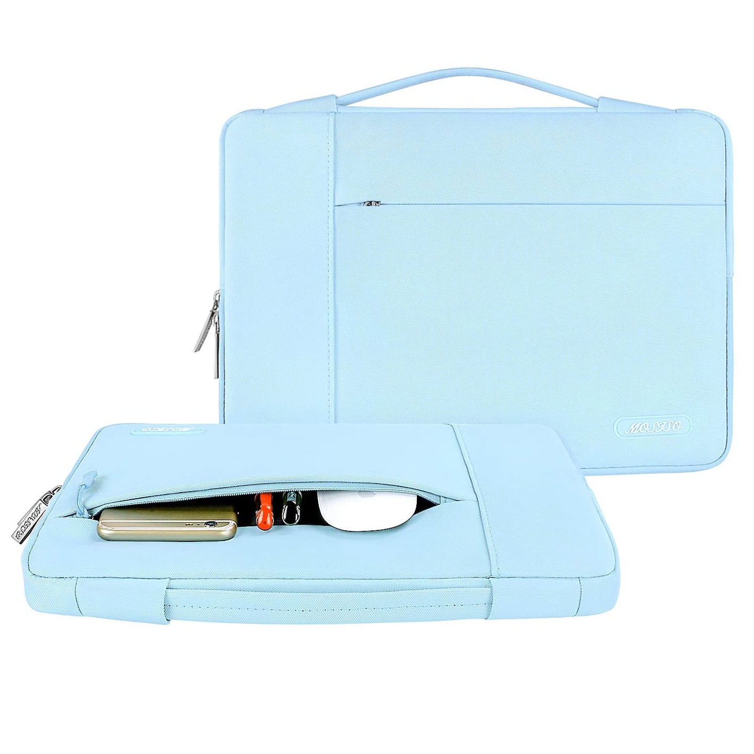 MOSISO for Macbook Air/Pro 13.3" Laptop Sleeve Briefcase Handbag Water Resistant Polyester Carrying Pouch Zipper Notebook Computer Bag, Airy Blue