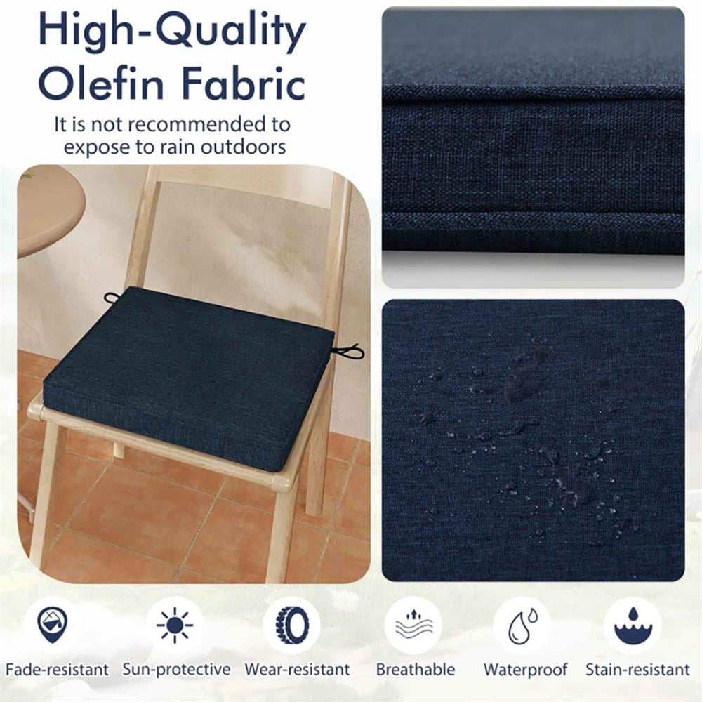 YYAo Outdoor Chair Cushions, Waterproof Outdoor Seat Pads, Outdoor Chair Cushion Set of 2 Waterproof Fade-Resistant Olefin Seat Cushions-Navy