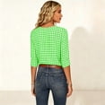 thumbnail image 4 of Edvintorg Womens Tops Plaid Printed V Neck 3/4 Sleeve Loose Casual Shirts Summer Clothes for Women Mint Green L, 4 of 7