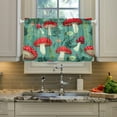 thumbnail image 5 of Cartoon Mushroom Leaves Plants Kitchen Curtains 36 Inch Short Tier Curtains for Small Windows Half Window Treatments for Kitchen Bedroom Living Room 2 Panels, 5 of 6
