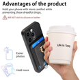 thumbnail image 5 of Dteck for iPhone 14 Pro Case, 2 in 1 Magnetic Wallet with Phone Grip, Compatible with MagSafe, Detachable Premium PU Leather Magnetic Case with Card Slots Ring Holder,Black, 5 of 9