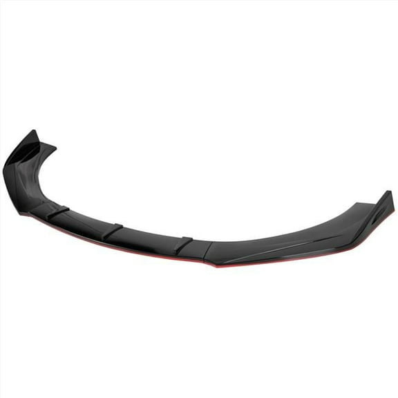 Universal Front Glossy Black Bumper Lip with Red Trim