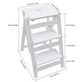 thumbnail image 5 of Loyalheartdy 3 Tier White Folding Step Ladder Portable Adults Wooden Anti-Slip Step Stool for Home Bathroom Max 330 lbs, 5 of 12