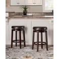 thumbnail image 5 of Linon Maya 25" Backless Indoor Round Counter Stool with Swivel, Dark Brown/Brown Faux Leather, 5 of 11