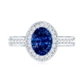 thumbnail image 4 of Rosec Jewels Vintage Inspired Ring for Women - Created Blue Sapphire Ring with Diamond Halo, 925 Sterling Silver, US 4.00, 4 of 8