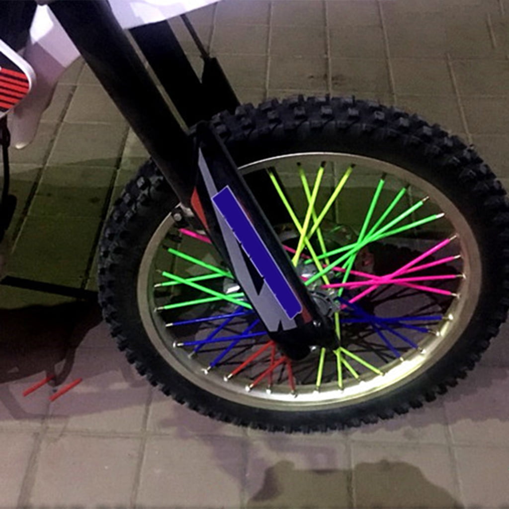 Homyl 72pcs Wheel Spoke Wraps Skins Trim Cover Pipe Pit Dirt Bike Yellow Red Kit 