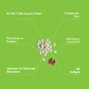 UpNourish Liposomal Vitamin K2 MK7 180 mcg - 180 K2 Vitamin Supplement Softgels for Women and Men - Vit K2 MK-7 with High Absorption