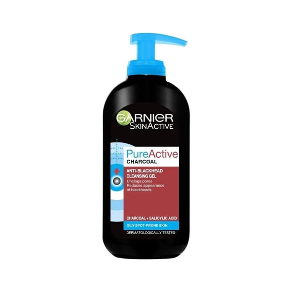 Garnier Pure Active Intensive Anti-Blackhead Charcoal Cleansing Gel Wash 200ml