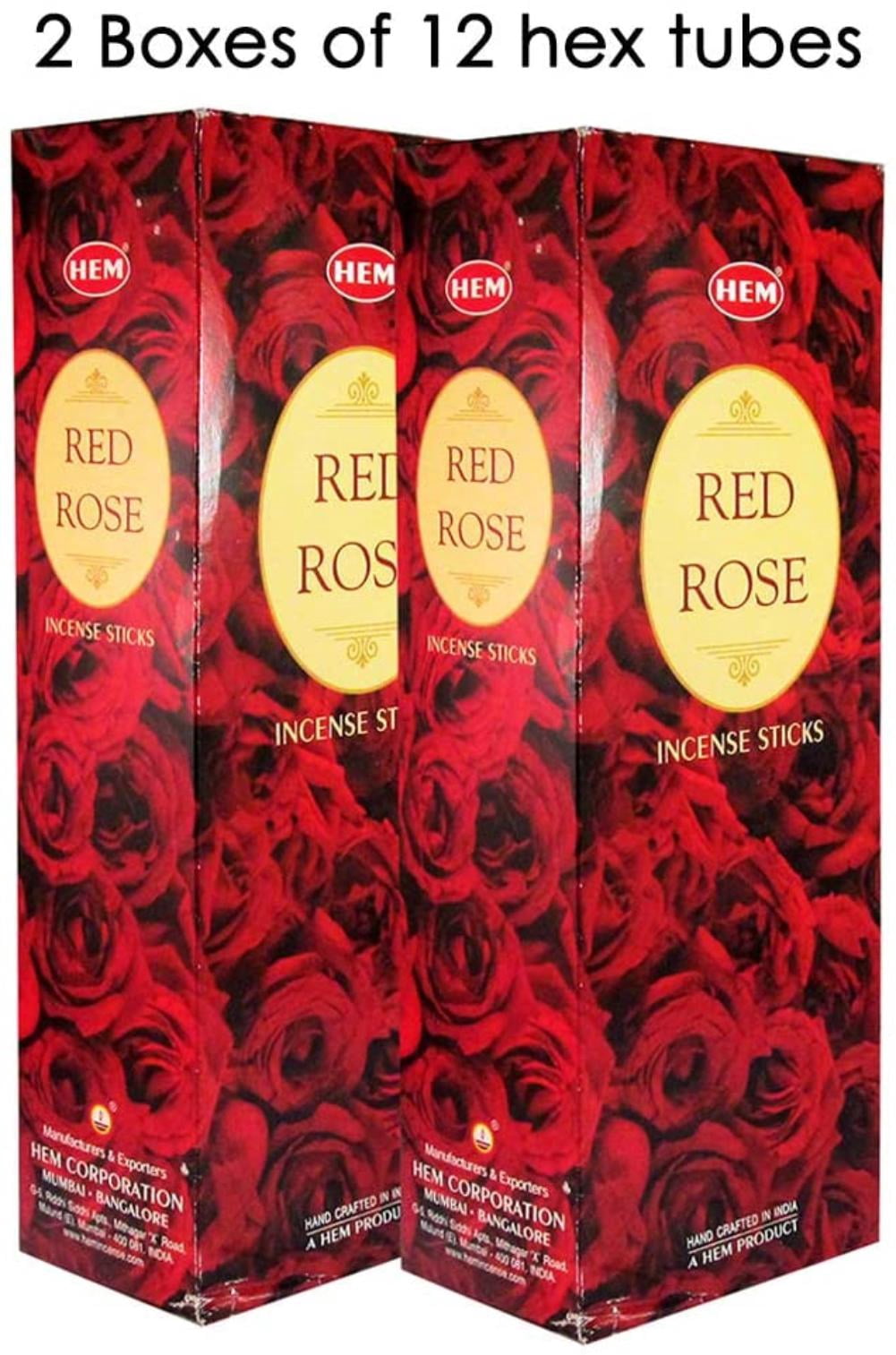 "Hem Precious Red Rose Agarbatti Pack of 12 Incense Sticks Boxes, 20gms Each, Traditionally Handrolled in India Aeromatic Natural Fragrance for Prayers,.., By Visit the HEM Store"