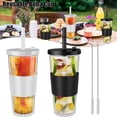 thumbnail image 1 of DEBGFS 2Pcs Boba Cup Plastic Bubble Tea Cup Leak-Proof Smoothie Tumbler with Lid Reusable Iced Coffee Cup with Straw Portable Mug 700ml for Bubble Tea Cold Drink Iced Coffee Juice, 1 of 9