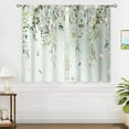 thumbnail image 4 of Eucalyptus Botanical Leaves Floral Kitchen Window Curtains Butterfly Farmhouse Flower Leaf Small Window Treatment Sage Green Cafe Short Curtains for Bathroom Treatment Tier Drapes 26x24 inch, 4 of 6