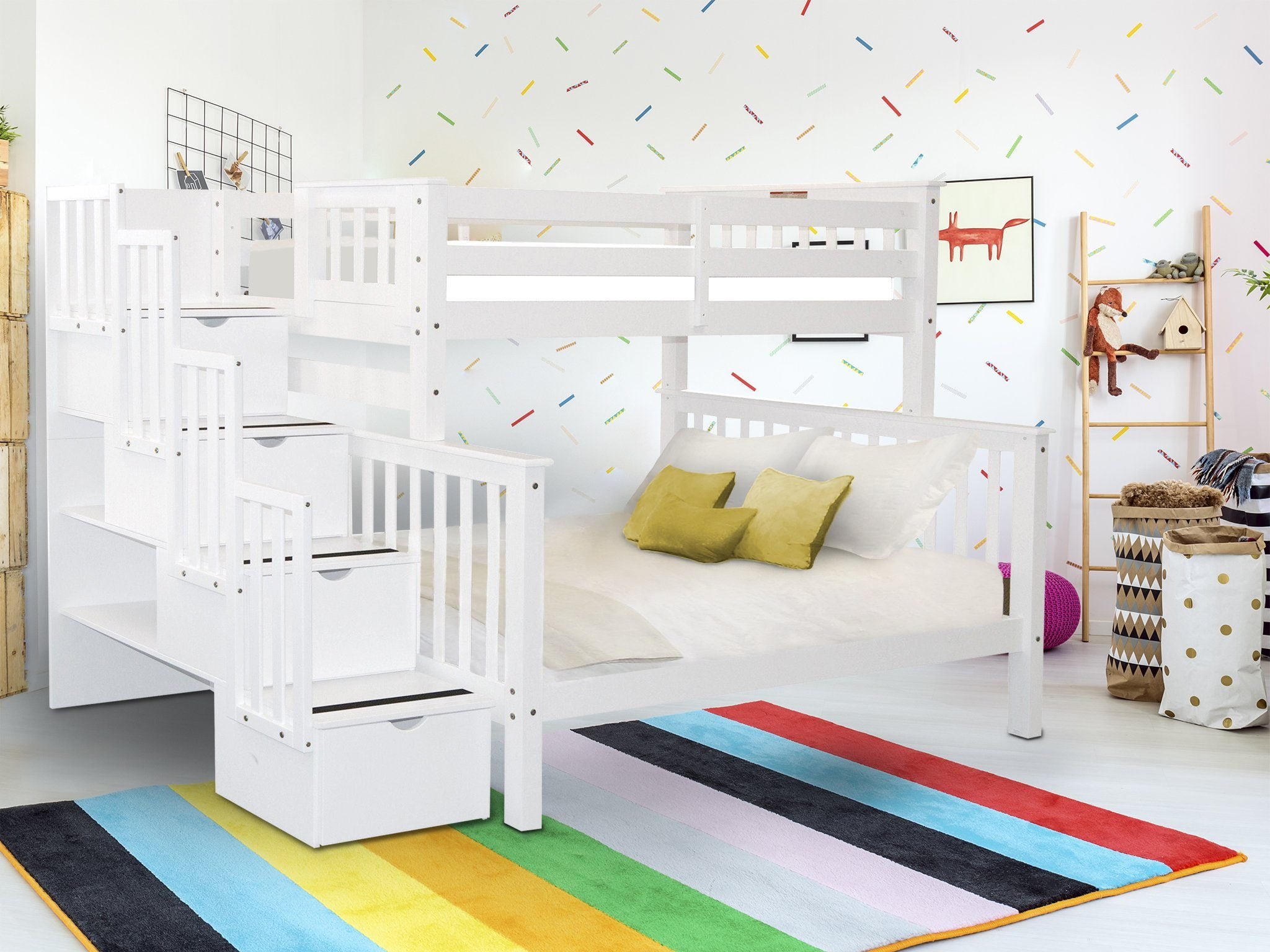 Bedz king stairway bunk beds twin over full with 4 drawers in the steps discount