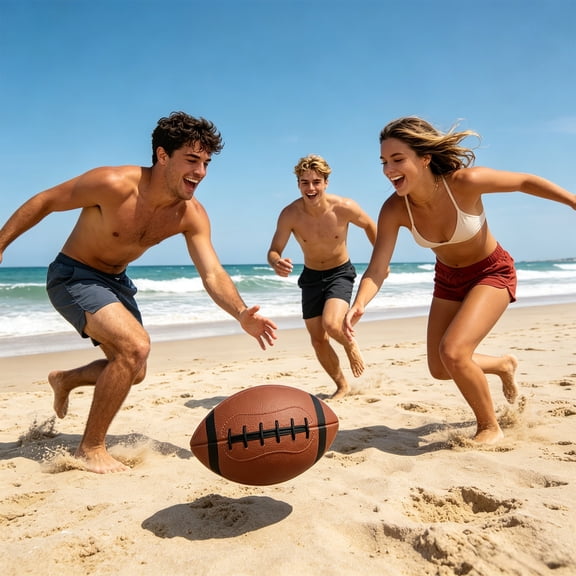 BZPIZ Inflatable Football Beach Ball, Waterproof Mini Footballs Toys for Adults & Teens Pool Beach Outdoor Games Brown