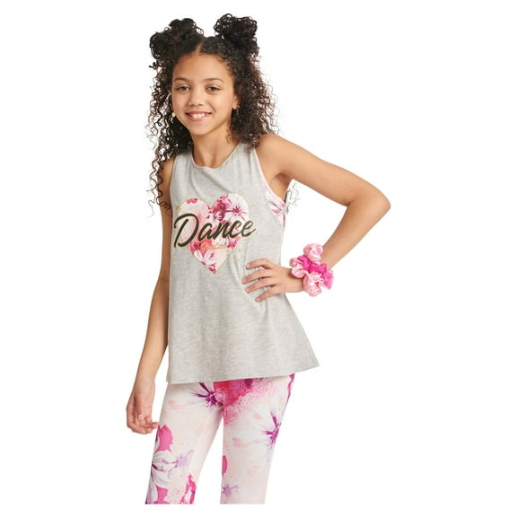 Justice Girls Fashion Dance Tank with Built in Sports Bra, Sizes S-XL