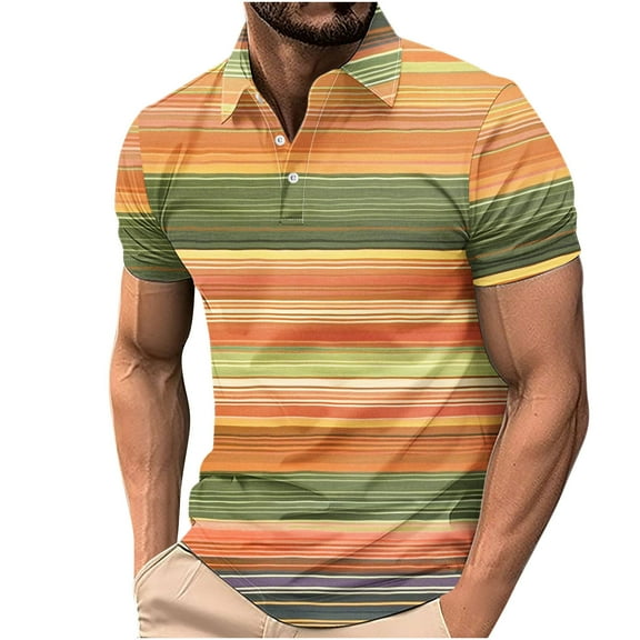 Zylanna Men's Button Polo Shirts Tee, Short Sleeve Solid Color Summer Turndown Collar Casual Pullover for Men Multicolor Size M