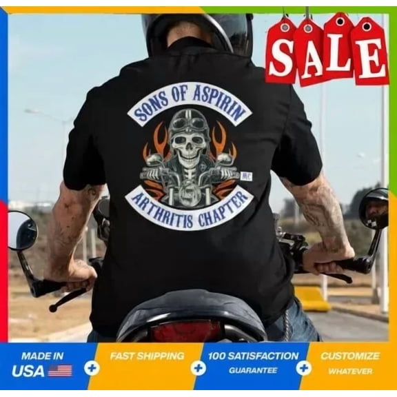 Sons Of Aspirin Arthritis Chapter Biker T-Shirt BLACK Unisex S-5XL Hot Trending Shirt, Vintage Birthday Gift