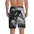 thumbnail image 3 of Bixox Men's Running Horse Black And White printed lightweight casual shorts, soft sleep shorts with pockets., 3 of 7