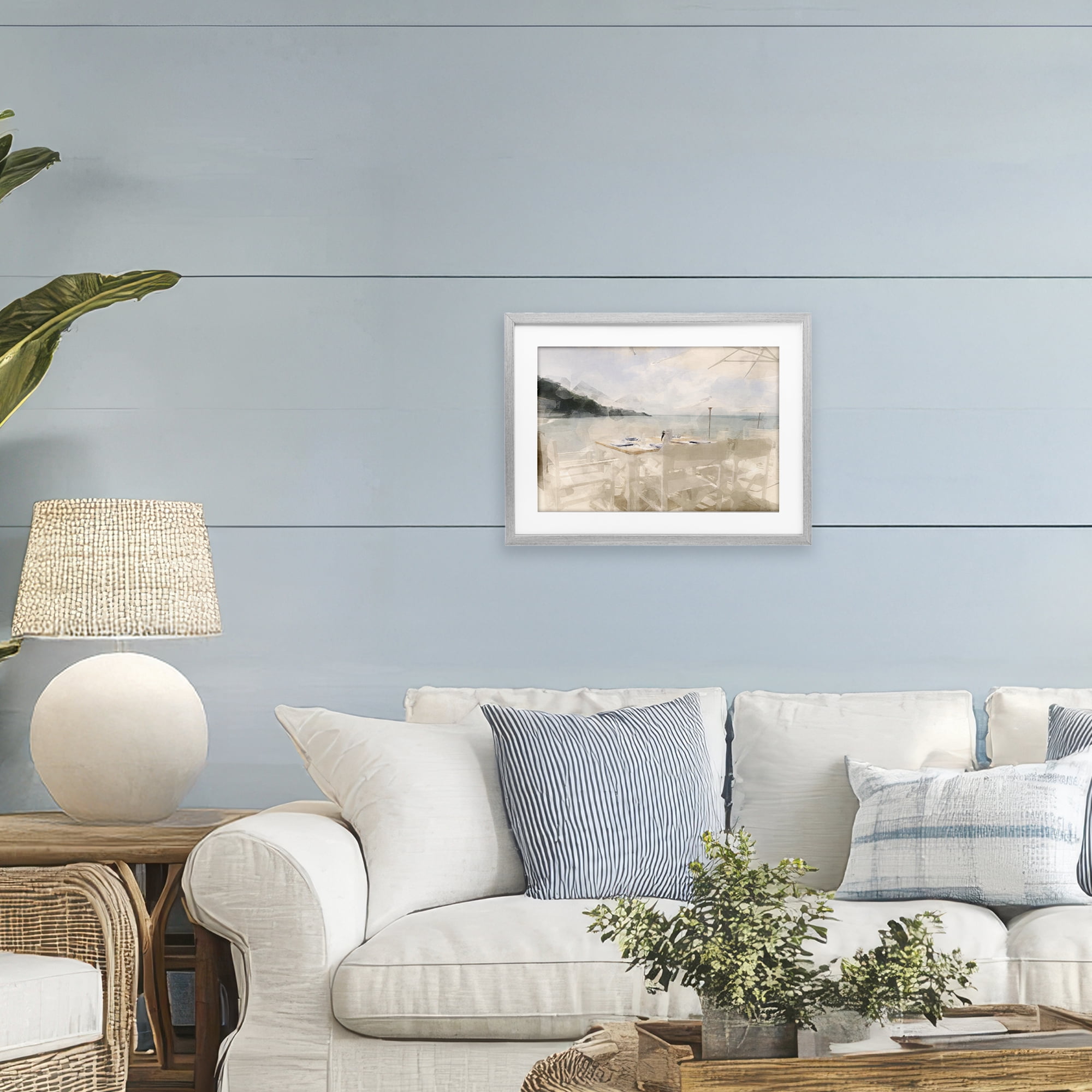 Stupell Industries Table By The Sea Gray Framed Print Under Glass, design by Noah Bay