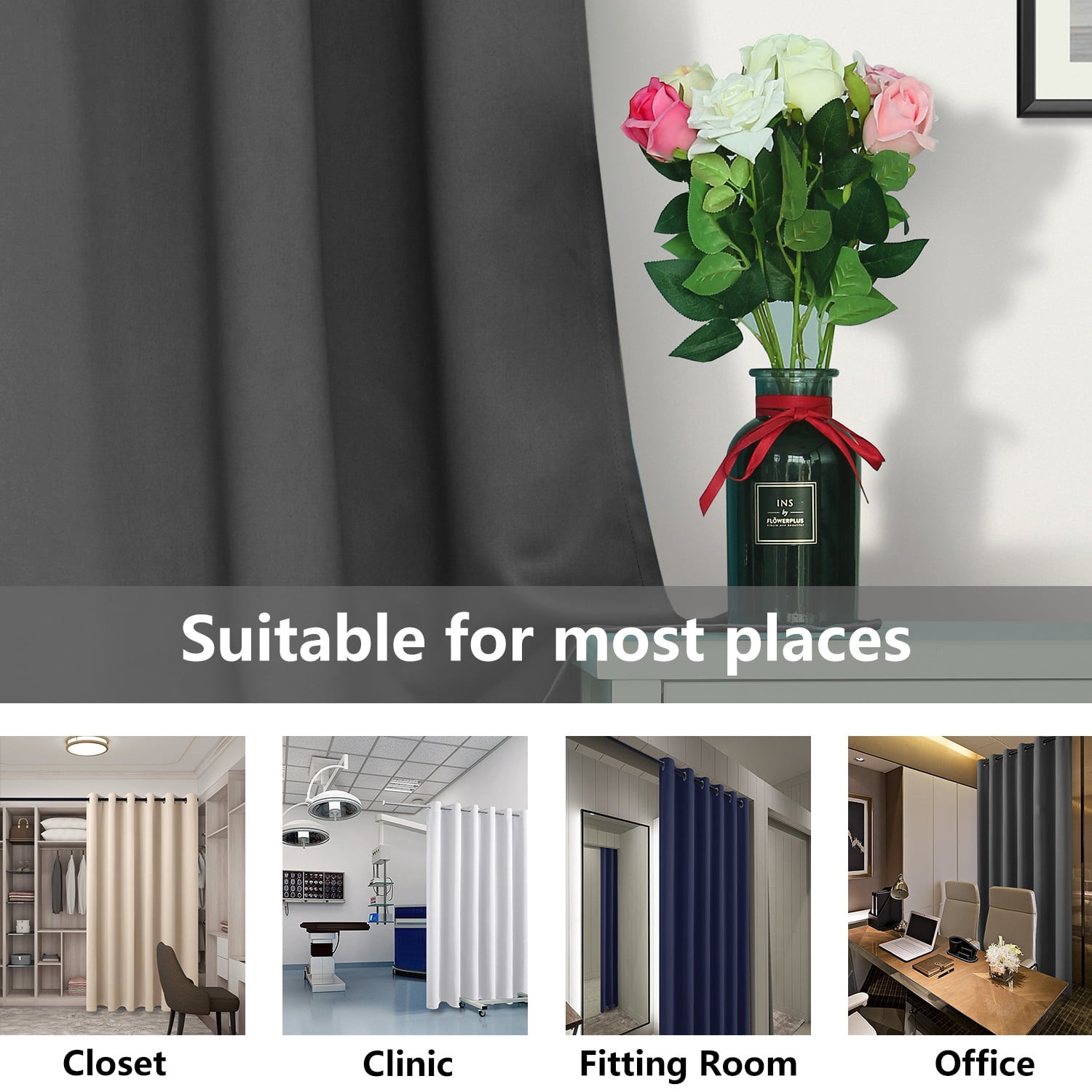 XWZO Room Divider Curtains 100"W x 84"L for Bedroom Living Room, Extra Wide Thermal Blackout Curtains for Patio Sliding Glass Door, Grommet, 1 Panel, Dark Grey
