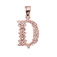 thumbnail image 1 of D" INITIAL IN CELTIC KNOT PATTERN ROSE GOLD PENDANT NECKLACE WITH DIAMOND :  10K  Pendant with 16" chain, 1 of 1