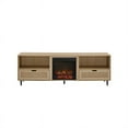 thumbnail image 3 of Console de Cheminée Moderne en Bois de 70 Pouces avec Porte en Rotin - Chêne, 3 of 6