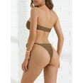 thumbnail image 3 of DARING DIVA Women's Metal Ring Bandeau Bikini Set X-Small Brown, 3 of 6