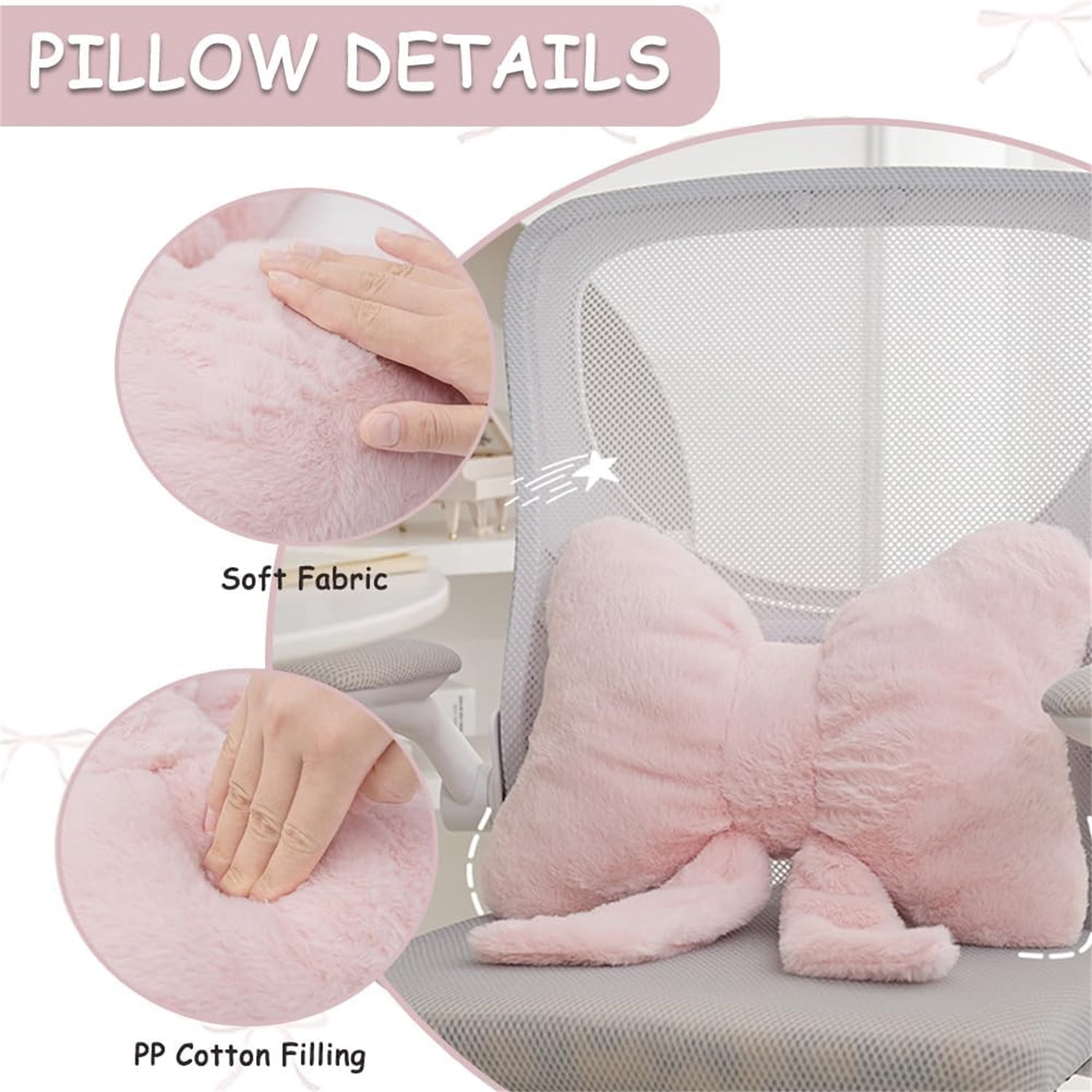 Bow Pillows Topboutique Soft Furry Pillows Plush Throw Pillows Sofa Pillows Bowknot Stuffed Throw Pillows Bow Shaped Decorative Pillows for Couch Bed Home Christmas Decor,1 Pc Pink 12.6 X 14.9 inch